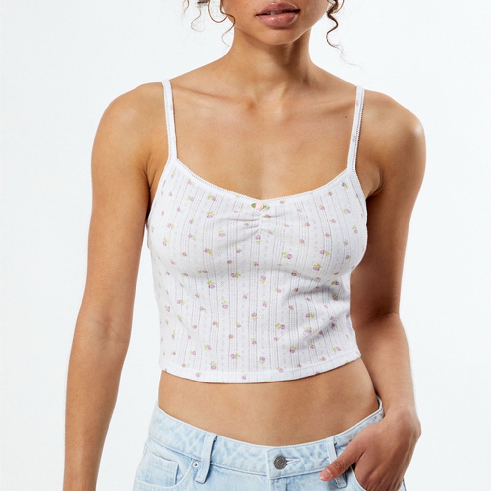 🤍Est. PAC 1980 Rosalind Cinched Pointelle Cami Tank Top